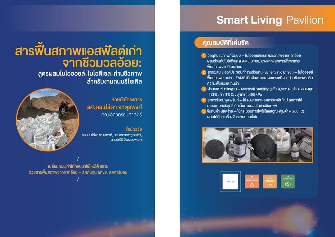การศึกษาฟื้นฟูแอสฟัลต์คอนกรีตรีไซเคิลโดยใช้สารฟื้นฟูจากธรรมชาติ