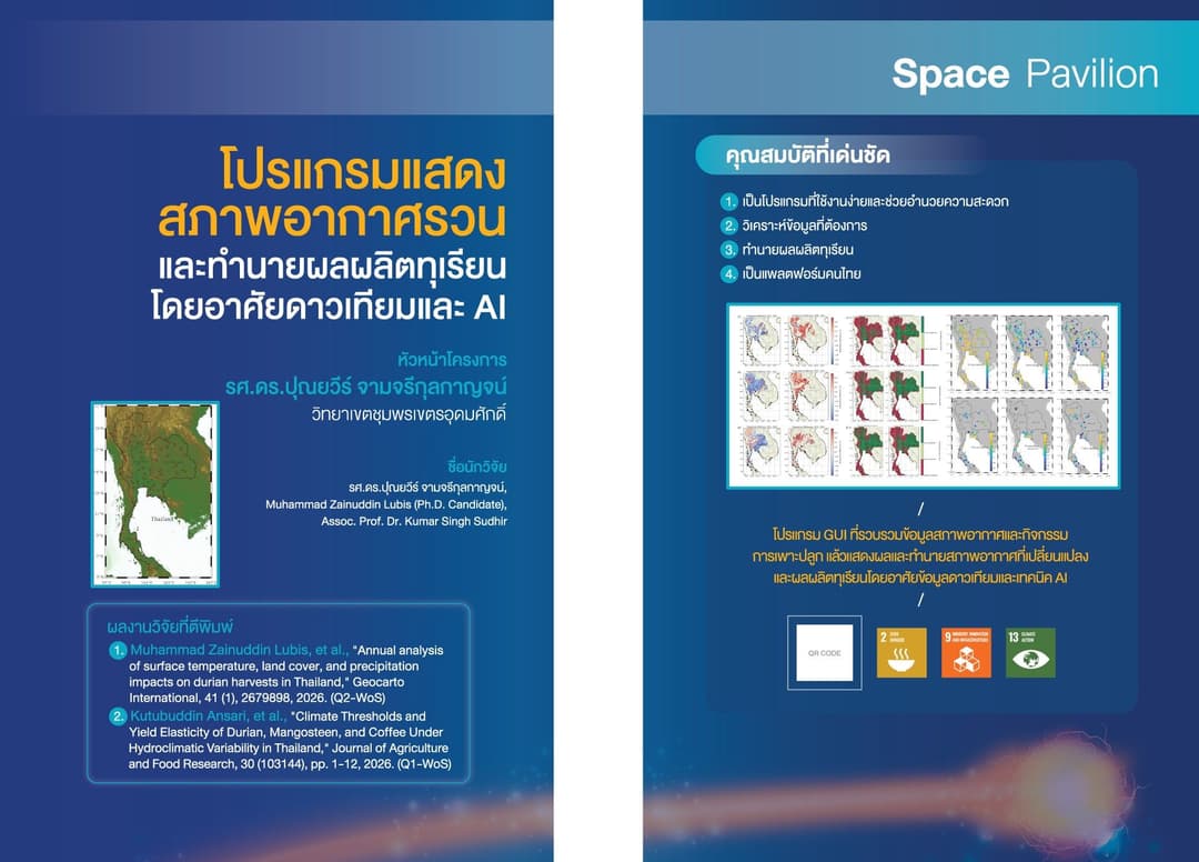 GUI Program for Climate Change Demonstration and Durian Yield Prediction Based on Satellite Data and AI approach