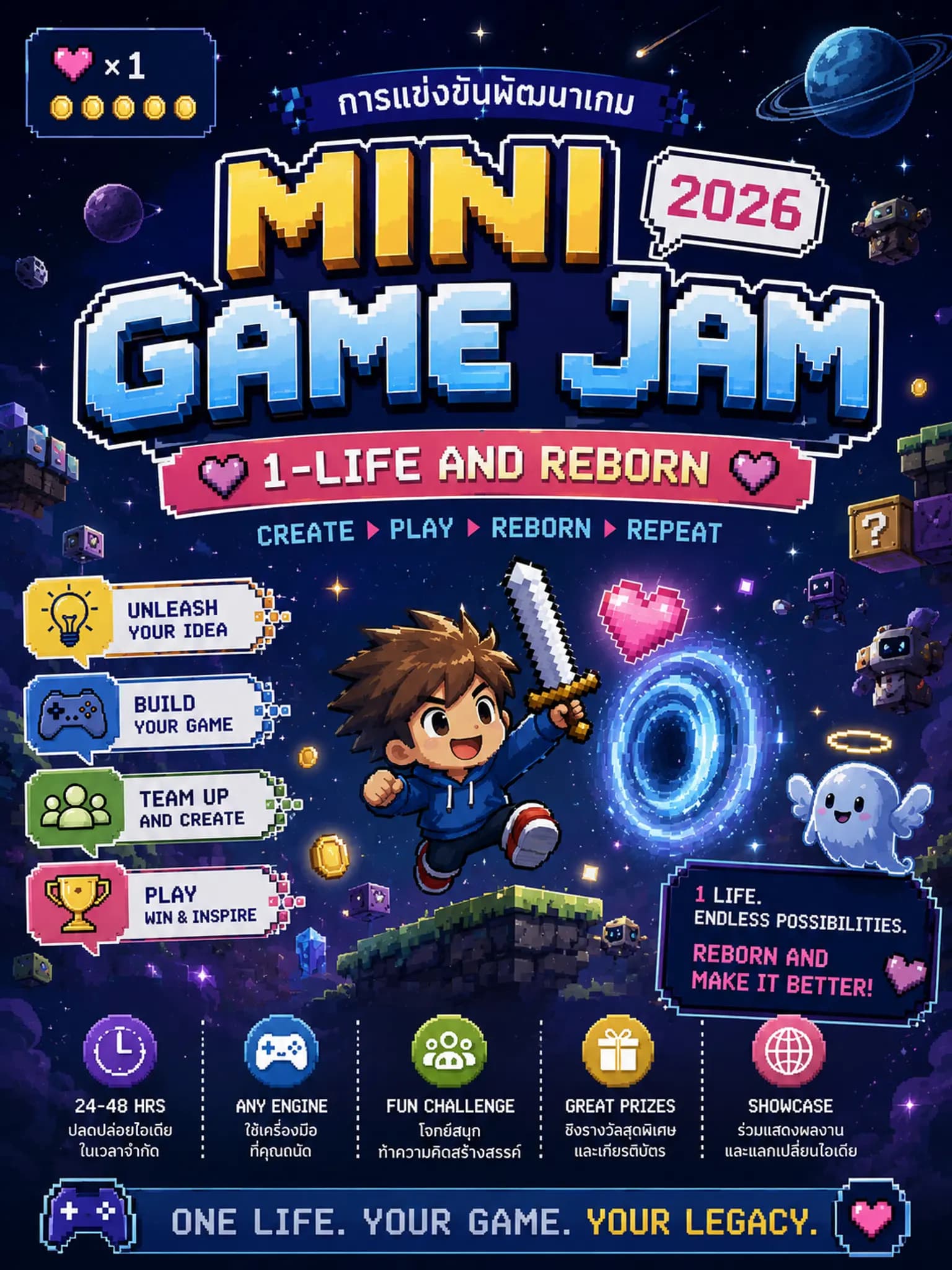 การแข่งขันพัฒนาเกม “Mini Game Jam 2026: 1-Life and Reborn”